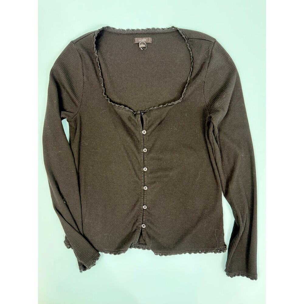 J Crew long sleeve Henlet Black Tee shirt